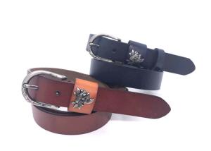 Wholesale Durable Women's Genuine Leather Belts With Single Prong Alloy Buckle 1”( 2.2CM ) Wide Tan / Blue Color from china suppliers