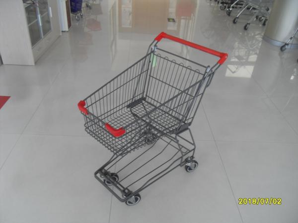 Red Plastic Wire Shopping Trolley , Supermarket Shopping Cart With Transparent