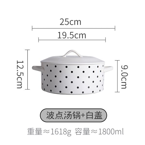 Double Handle Ceramic Tureen Serving Bowl for Salad and Soup at Home