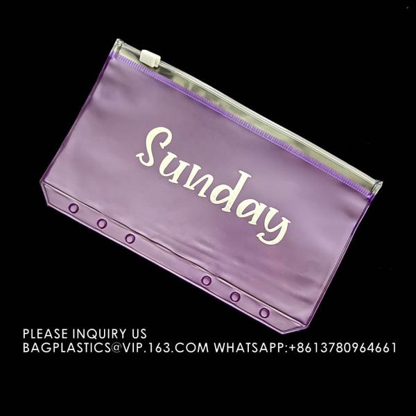 Cash Budget Envelopes For Budgeting Slider Zipper Binder Pouch Loose Leaf Bags Insert Pages Waterproof Document
