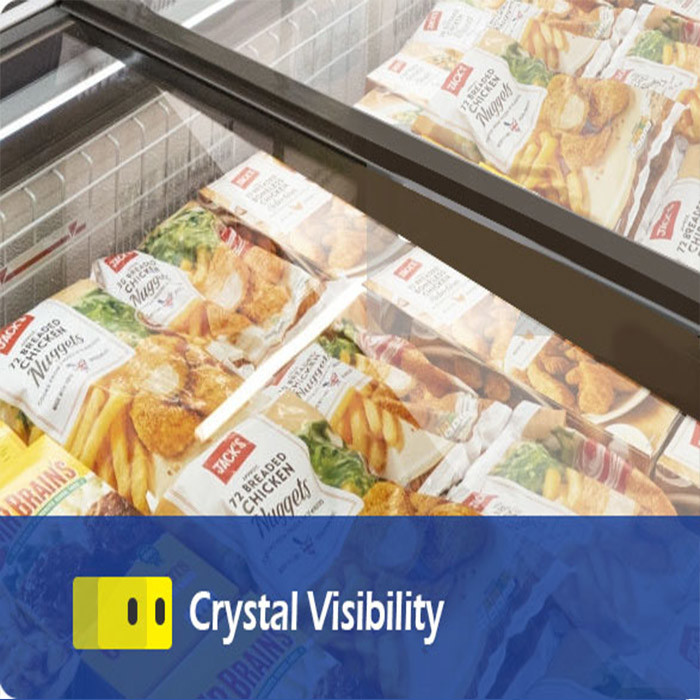 Display Island Chest Freezer , Supermarket Refrigerated Sliding Chest Freezer Cabinet