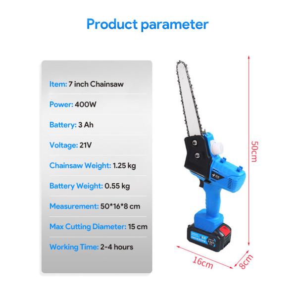 2021 Portable 7 inch Electric Chainsaw Cordless Mini Battery Chainsaw with Brushless Motor