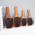 Customized Logo Wooden Square Paddle Hair Brush With 100% Beechwood