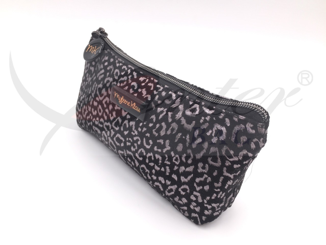 Silver Leopard Zipper Cosmetic Bags , Small Cosmetic Pouch 9"X4.5"X1.5"
