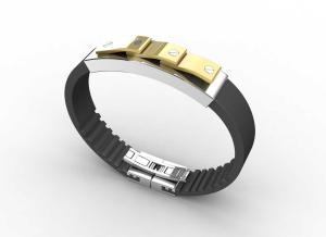 Wholesale Top Quality Europe Fashion Stainless Steel Genuine Leather Silicone Bangle Bracelet ADB196 from china suppliers