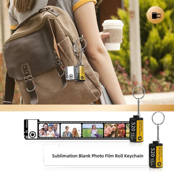 Diy Sublimation Blank Memory Film Keychain Loving Memory Photo Film Roll Double Sided Sublimation Memory Keychains
