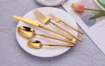 Elegant Design 304 Stainless Steel Flatware Mirror Gold Kitchen Cutlery Knife