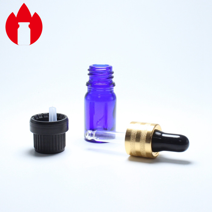 Blue Glass Dropper Cap 5ml Essential Oil Empty Bottles