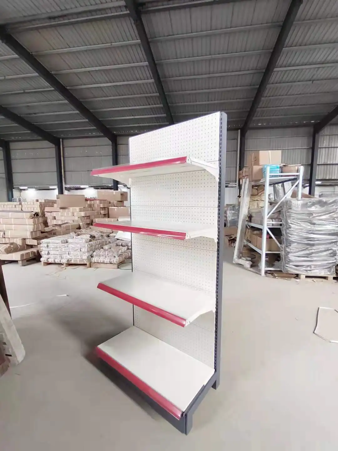 White Storage Shelf Rack Supermarket Metal Display Racks Medium Duty