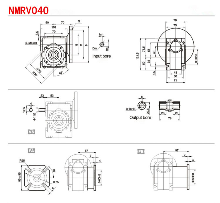 316 Stainless Steel Worm Gear Reducer , NMRV040 Shaft Into Reducer