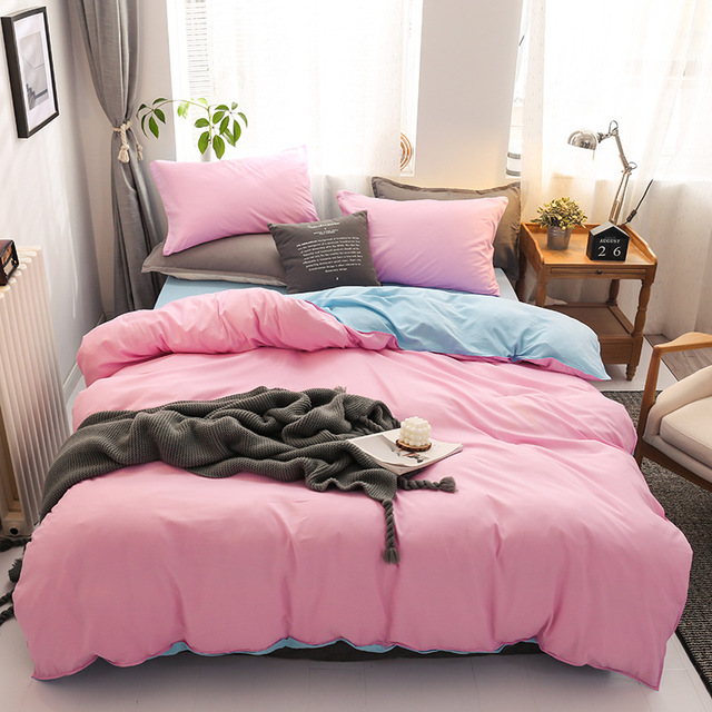 King Size Luxury Bedding in Solid Color Linen and Microfiber Comforter European Style
