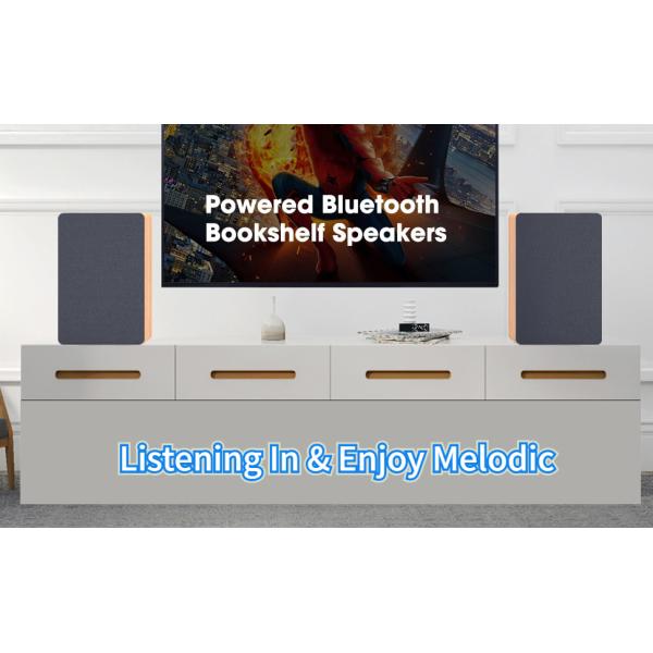Hifi Active Bookshelf Speaker Wireless Portable Classic Wood Finish Style