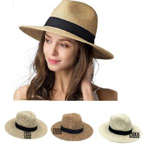 Wholesale Customized Brand Print Logo  Panama Straw Hat Beach Sun Hat from china suppliers