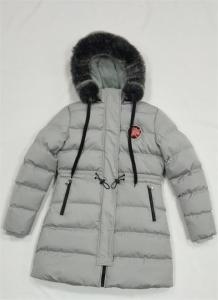 Wholesale Grey Ladies Long Puffer Coat With Fur Hood Quilted from china suppliers