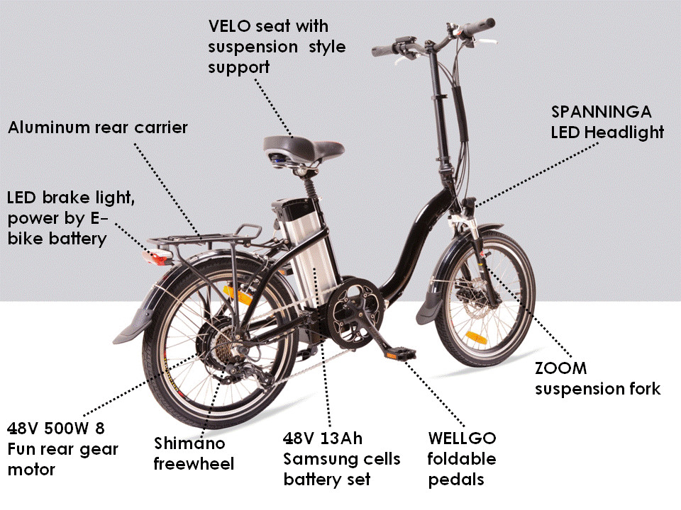 48V 500W Electric Folding Bike , Lightweight Folding Electric Bicycle 35km/h