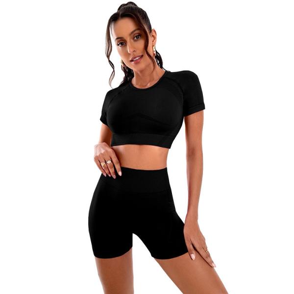 Yoga suit high waist hip lifting exercise set stretch abdominal summer yoga t