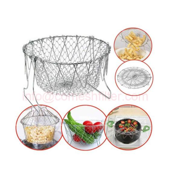 Stainless Steel Chef Basket Colander For Deep Frying / Steaming / Boiling