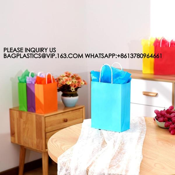 Recyclable, Sustainable, Paper Bag, Kraft Bag Kraft Paper Party Favor Gift Bags With Handle Assorted Colors Rainbow