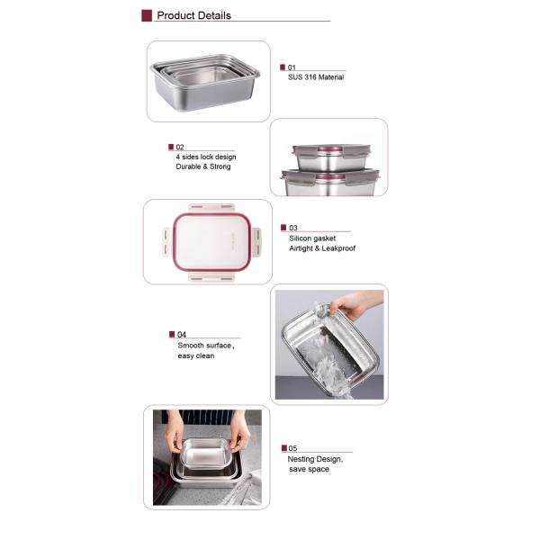 IKOO BPA Free Leak-proof Stainless Steel Food Storage Container with Airtight lid