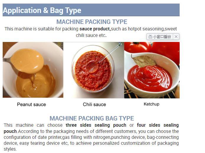 Automatic Chili Sauce Ketchup Condiment Pouch Multi-Function Filling Food Packing Machine with Stirring Function