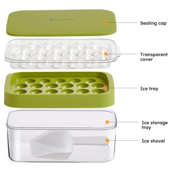 OEM Durable Small Circle Ice Cube Tray With Lid Summer Kitchen Fridge Freeze Tools