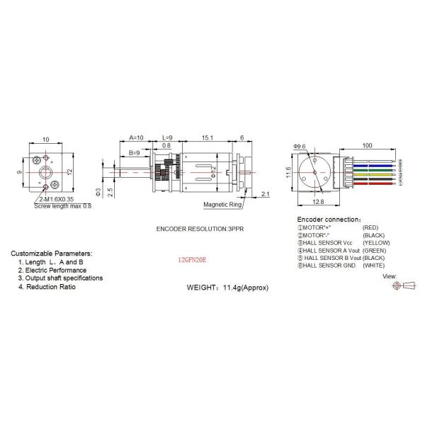 12mm Door Lock Motor Metal Spur Gearbox N10 N20 N30 Dc Motor With Encoder