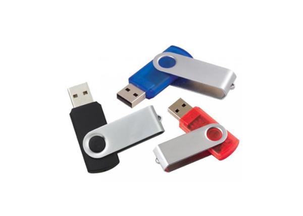 256GB Stainless Silver USB Stick Gift Swivel Shape With Frontside / Backside