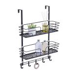 2 Layers Metal Bathroom Towel Hook Rack Over Door Hanging Organizer Multifunctio