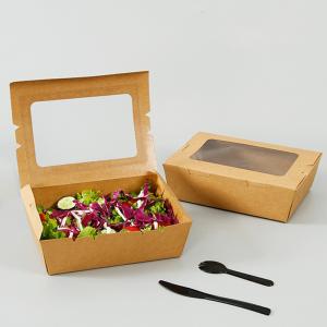 China Salad 337gsm Biodegradable Disposable Tableware Food Packaging Box With Window on sale