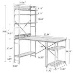 28.74" height Home Office Writing Table With Shelves Oak Color