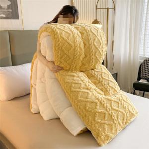 Wholesale Pure Color Super Soft Jacquard Plaid Thick Winter Fleece Velvet Duvet for King Size Bed from china suppliers