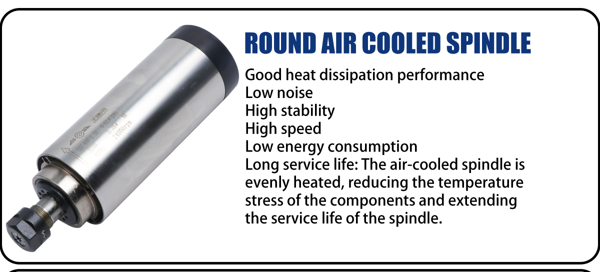 ER20 Collet 220V GDZ-80F-2.2B 2.2KW Air-cooled Spindle Motor Kit for YFK Wood Processing