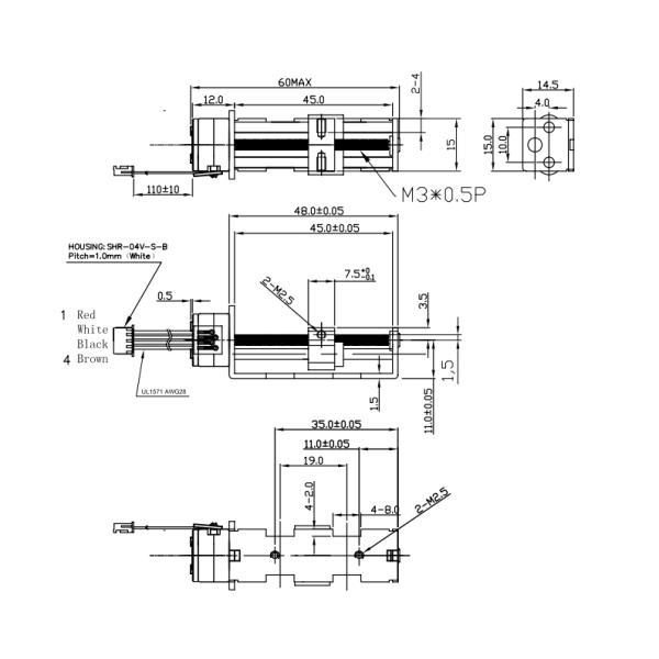 SM15-45L Permanent Magnet Slider Screw Stepper Motor 18 Degree Pm Stepper Motor