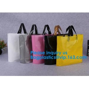 Custom Size Soft Flexi Loop Handle Gold Plastic Shopping Bag Restaurant Takeaway