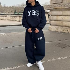Wholesale Custom Causal Sweat Suit Embroidery Logo Oversized Pullover Loose Hoodies Sweatpants Jogger Streetwear Hoodie and Sweatpants Set from china suppliers