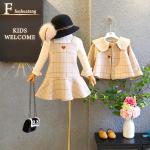 110CM 43IN Winter Children'S Clothing Toddler Matching Plaid Skirt And Jacket