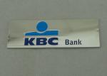 Souvenir KBC Bank Badges Die Casting With Shiny Nickel , Adhesive Tap