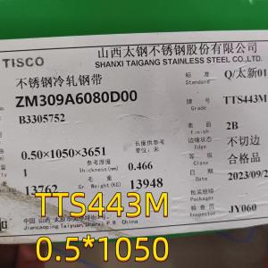Wholesale TTS443M 443 Stainless Steel Metal Sheet 0.5mm NO.4 Surface 1219mm Width For Kitchen Equipment from china suppliers