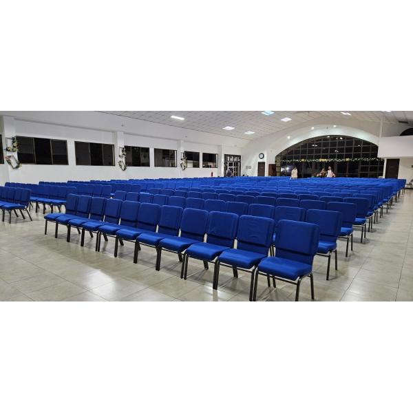 Stackable Church Chair Metal Interlocking Padded for Auditorium Conference Event