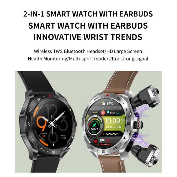 IPS Screen IP67 Waterproof Wireless Earphone Smart Watch Music Bracelet 1.52 Quot