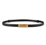 1.3cm Women'S Fashion Skinny Black Belt Lutetium Gold Locked Paring Buckle