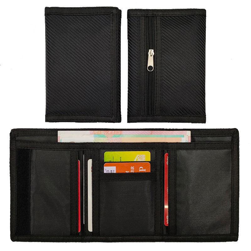 Oxford Nylon Short Trifold Mens Zip Around Wallet With Coin Pockets for Globetrotters