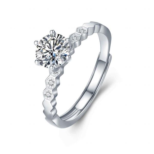Six Claws 1CT Silver Moissanite Solitaire Engagement Rings Birthstones S925