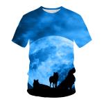 Summer Men'S Oversize T Shirt Fox Wolf 3D Digital Print Round Neck