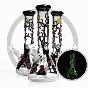 Wholesale 13.5 Inches Smoking Water Pipe 7mm Thick Glass Luminous Art Design Ice Catcher Bong from china suppliers