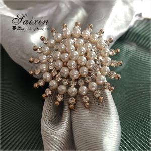Wholesale Gold Sparkle Pearl Napkin And Ring Set Diamond For Wedding Dinner Table from china suppliers