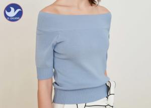 Wholesale Summer Half Sleeves Cable Knit Jumper Womens Boat Neck Lady Knitwear Anti - Shrink from china suppliers