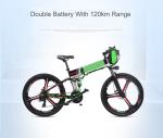 Full Suspension Mountain Style Electric Bike with Double Battery and 120KM Long