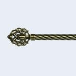 Anti-Brass 25MM Peacock Flower Finial 2-Meter Iron Twisted Curtain rod With
