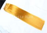 Yellow Virgin Human Hair Extensions , Elegant Virgin Russian Hair Wefts